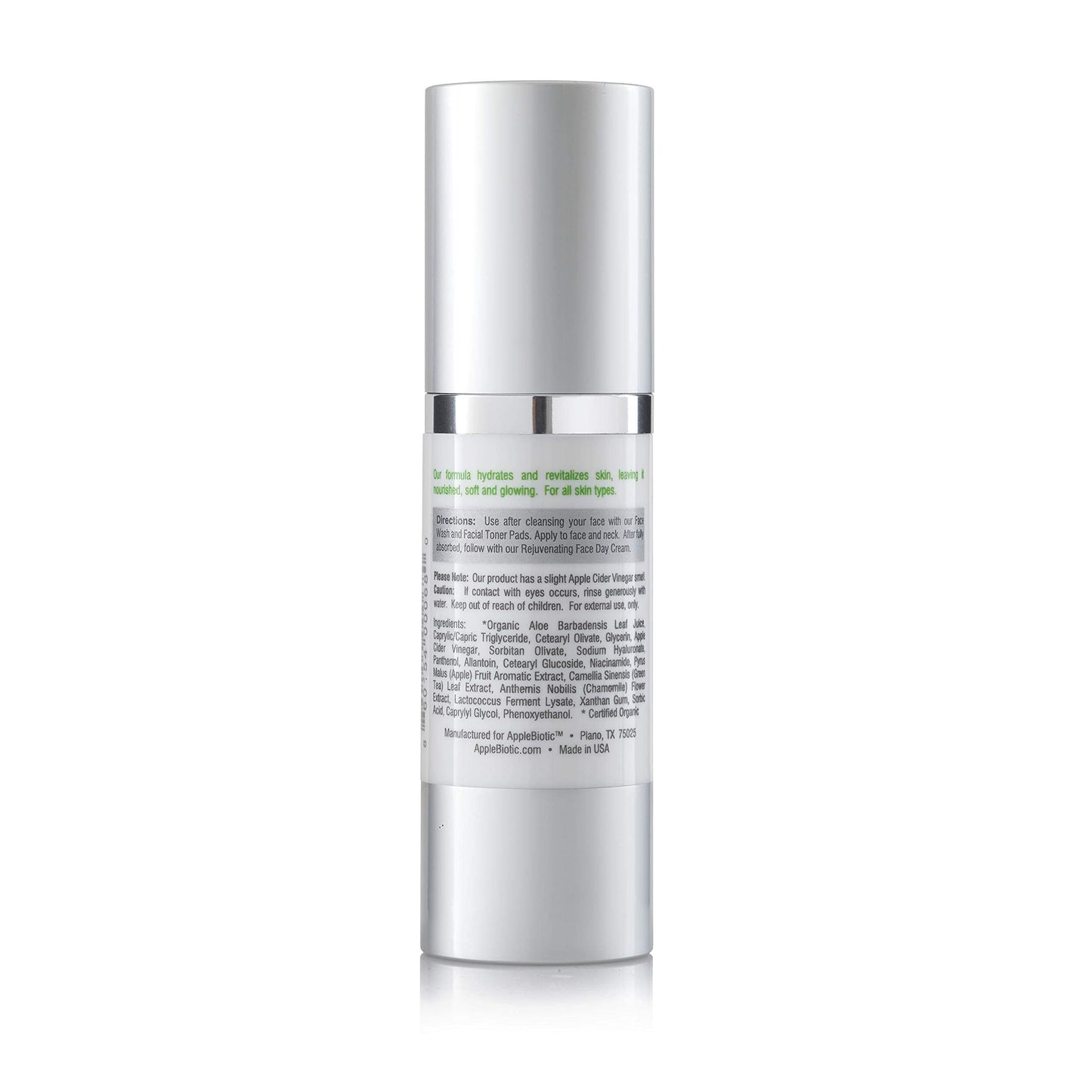 Apple Cider Vinegar Facial Serum with Hyaluronic Acid for All Skin Types, Moisturizing, Antioxidant, Day and Night Face Hydration (1 Oz) - 3 Pack