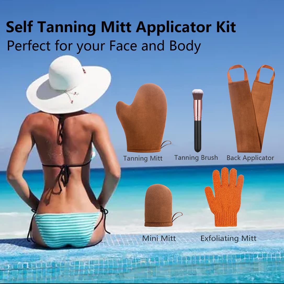 ANSPHIE 5 Pack Self Tanning Mitt Applicator Tanning Mitts Self Tanner Kit, Self Tanner Mitt Applicator Sunless Tanner Mitt Self Tanning Glove for Self Tan Mitt Applicator Self Tanner Mit Tanner Glove