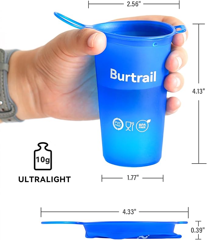 Collapsible Running Cup,Ultralight Protable Running Water Cup for Trail Running,Ultramarathon,Backpacking,Camping-BPA Free,200 ml/6.8 oz-2Pack, SeaBlue & Gray