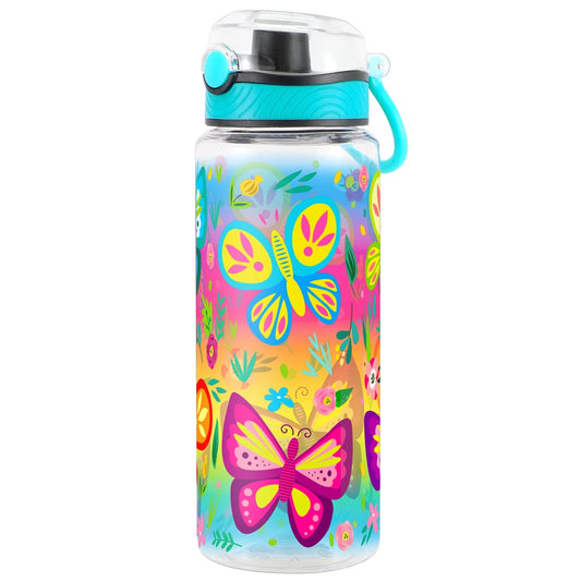 Cute Water Bottle for School Kids Girls, BPA FREE Tritan & Leak Proof & Easy Clean & Carry Handle, 23oz/ 680ml - Butterfly