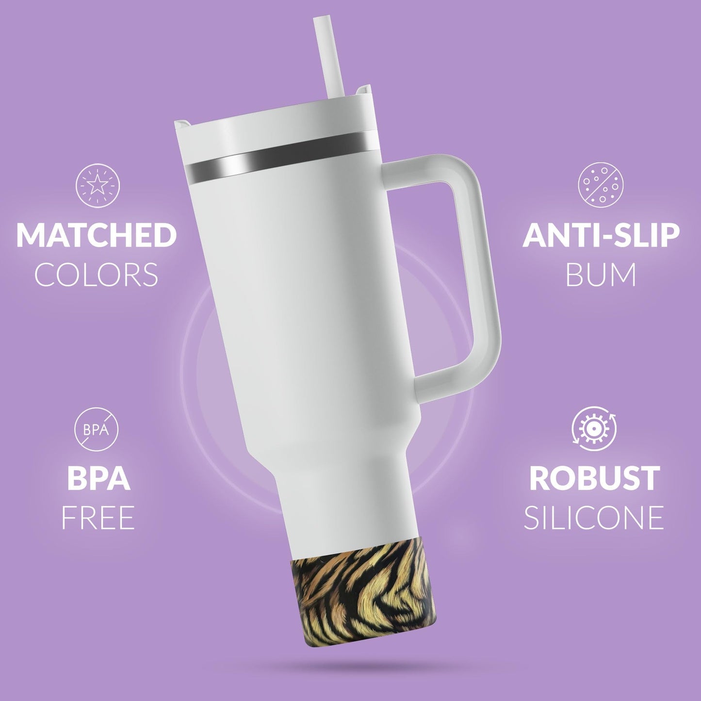 REUZBL Leopard Silicone Bottle Boot Sleeve for Stanley Tumblers 20-40oz, Hydro Flask Tumblers, Simple Modern Tumblers, Iron Flask Tumbler, Similar Tumblers, Tumbler Water Bottle Accessory