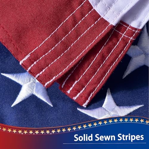 American Flag for Outside 3x5 FT, Deluxe Heavy Duty Spun Polyster, TearProof and Waterproof Super Tough Series, All Weather High Wind USA US Flag with Embroidered Stars, Sewn Stripes, Brass Grommets