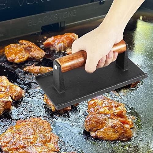 13 x 9 Inch Rectangular Basting Cover and Grill Press Kit for Blackstone Accessories, Universal BBQ Melting Dome Steaming Lid & Smash Burger Press for Flat Top Teppanyaki, Dishwasher Safe