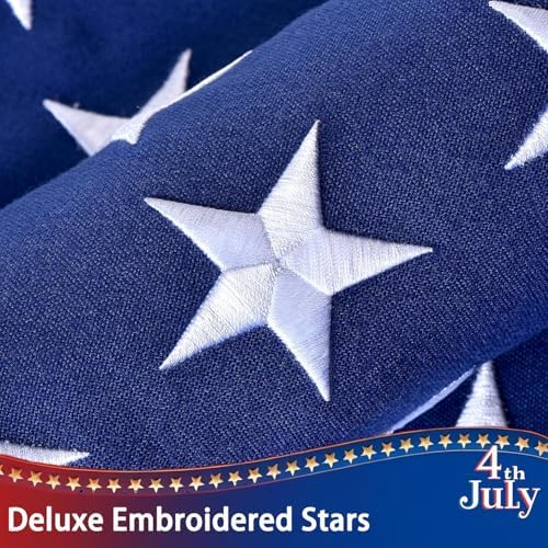 American Flag for Outside 3x5 FT, Deluxe Heavy Duty Spun Polyster, TearProof and Waterproof Super Tough Series, All Weather High Wind USA US Flag with Embroidered Stars, Sewn Stripes, Brass Grommets