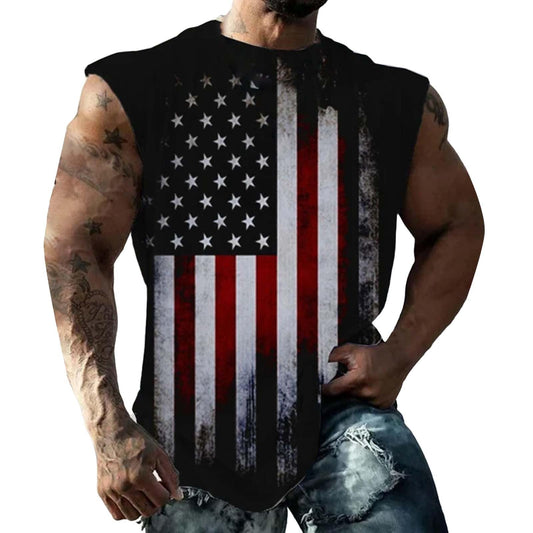 Generic American Flag Shirts for Men Patriotic Tank Tops Sleeveless 4Th of July Shirts 4Th of July Tank Top Mens Muscle Shirts, X-Large, Black-a