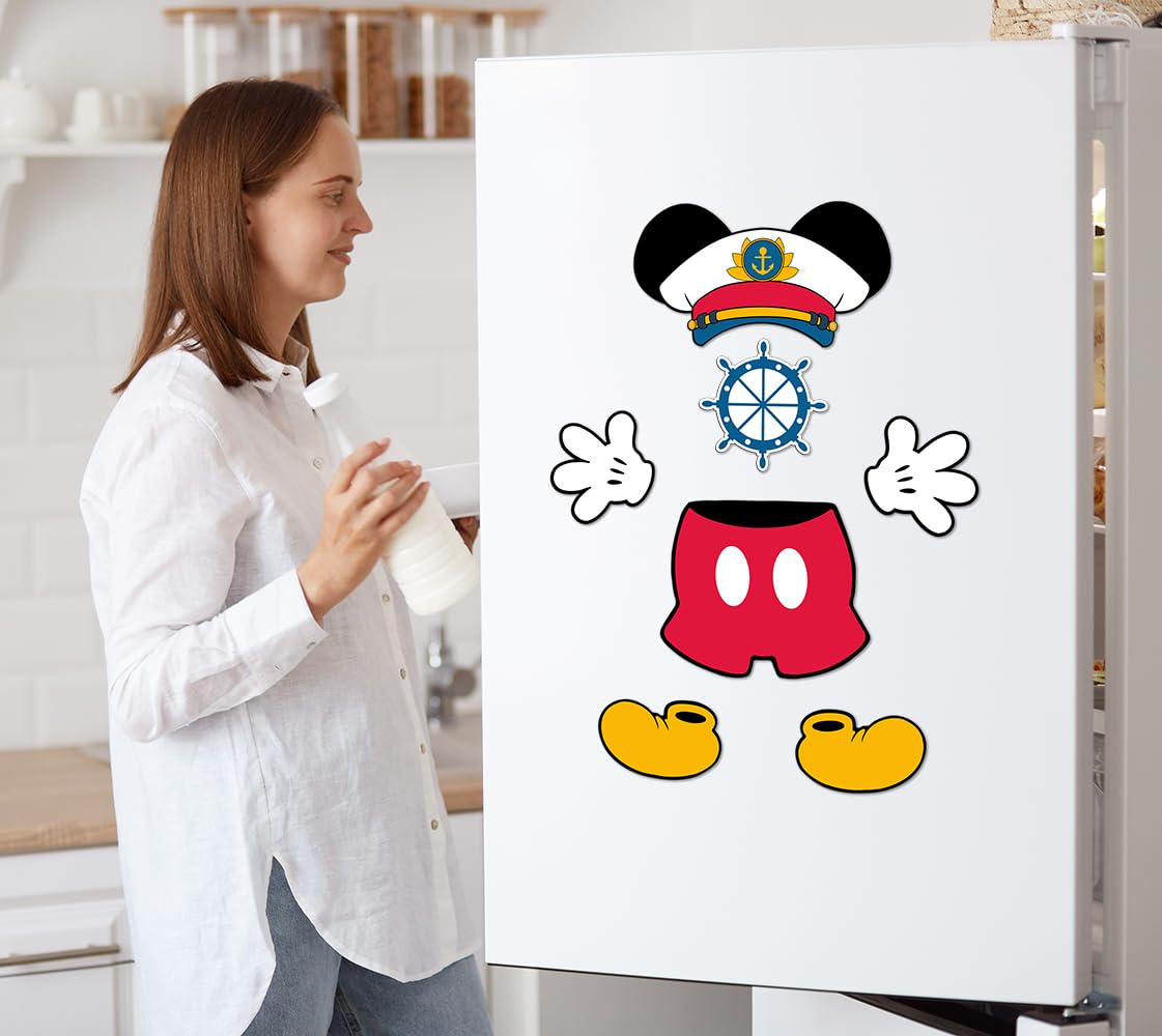 10 Pcs Cruise Door Magnet, Captain Mouse Cruise Door Decorations,Funny Mouse Ears Magnet for DCL Cruise& All Major Cruise