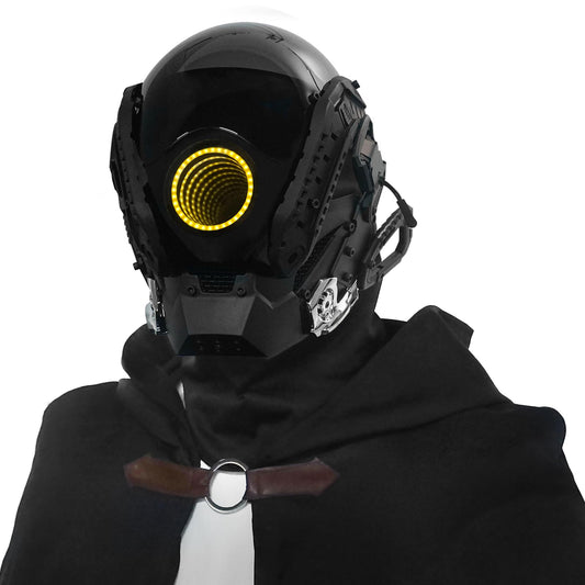 HNCSFW Punk Mask Cosplay for Men, Futuristic Mask With infinity mirror lights Techwear mask Cosplay Costume (Single color)