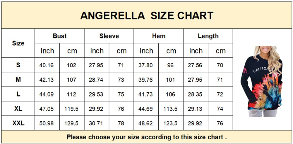 Angerella Color Block Tie Dye Sweatshirts for Women Long Sleeve Crew Neck Plus Size Plain Fashion Casual Tops BlueBlack 3XL