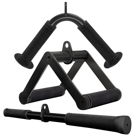Howffite Gym Attachments for Cable Machine Set V Bar and Rotating Straight Bar and Double D Row Handle