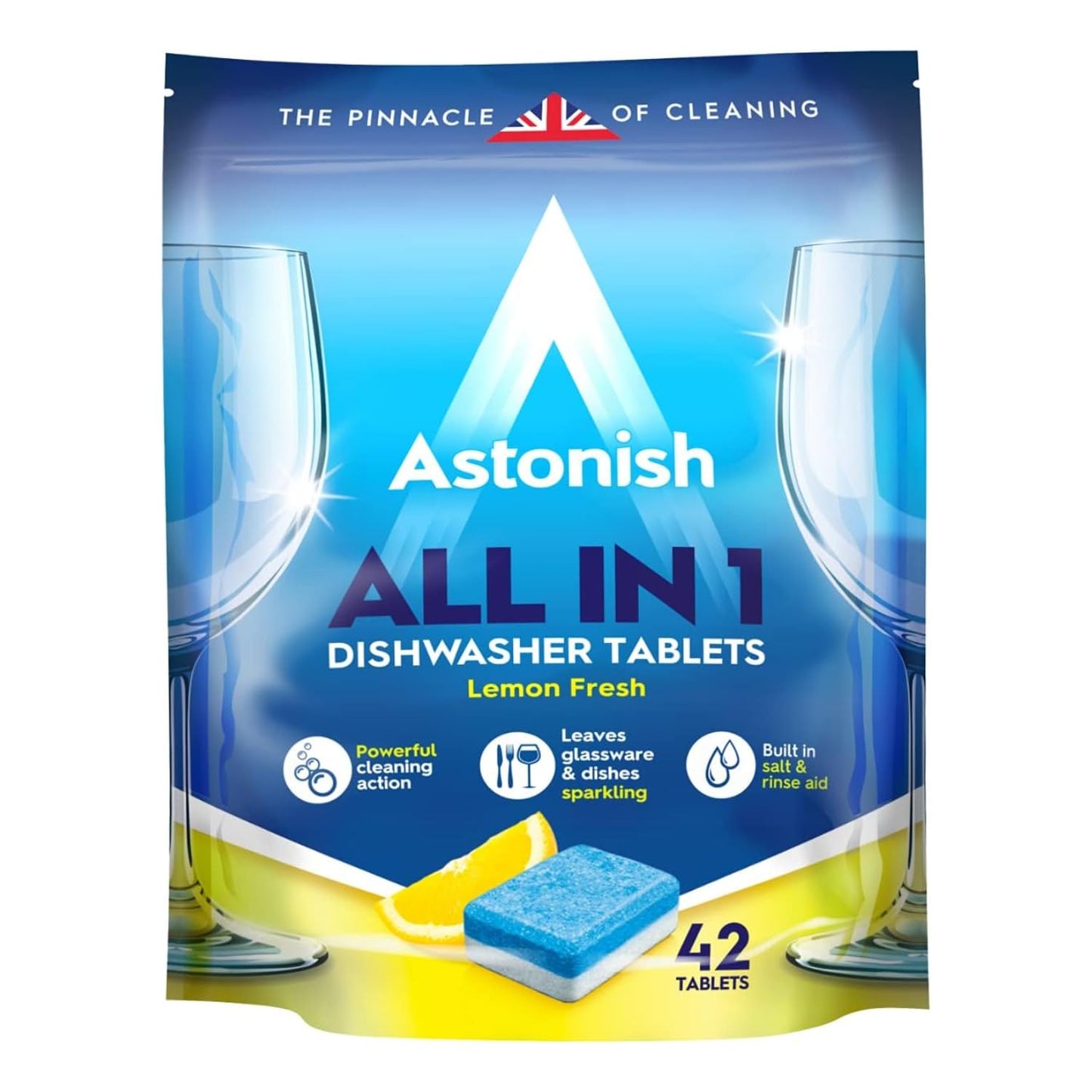 Astonish All In 1 Dishwasher Tablets - Household Cleaner Removes Grease, Grime, & Surface Stains - Dishwasher Soap with Salt & Rinse Aid, Cruelty Free Dishwasher Detergent, Lemon Fresh, 100 Pack