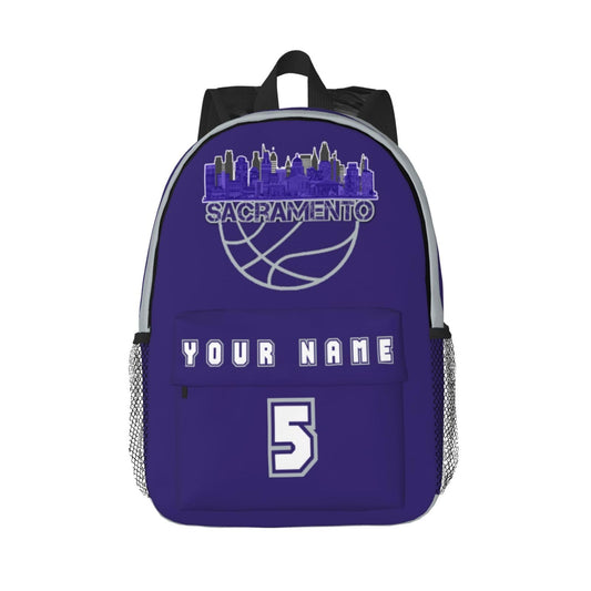 Jvpprds Sacramento Custom Backpack for Boys Personalized Schoolbag Customized Bag with Name Numbers Fans Gifts