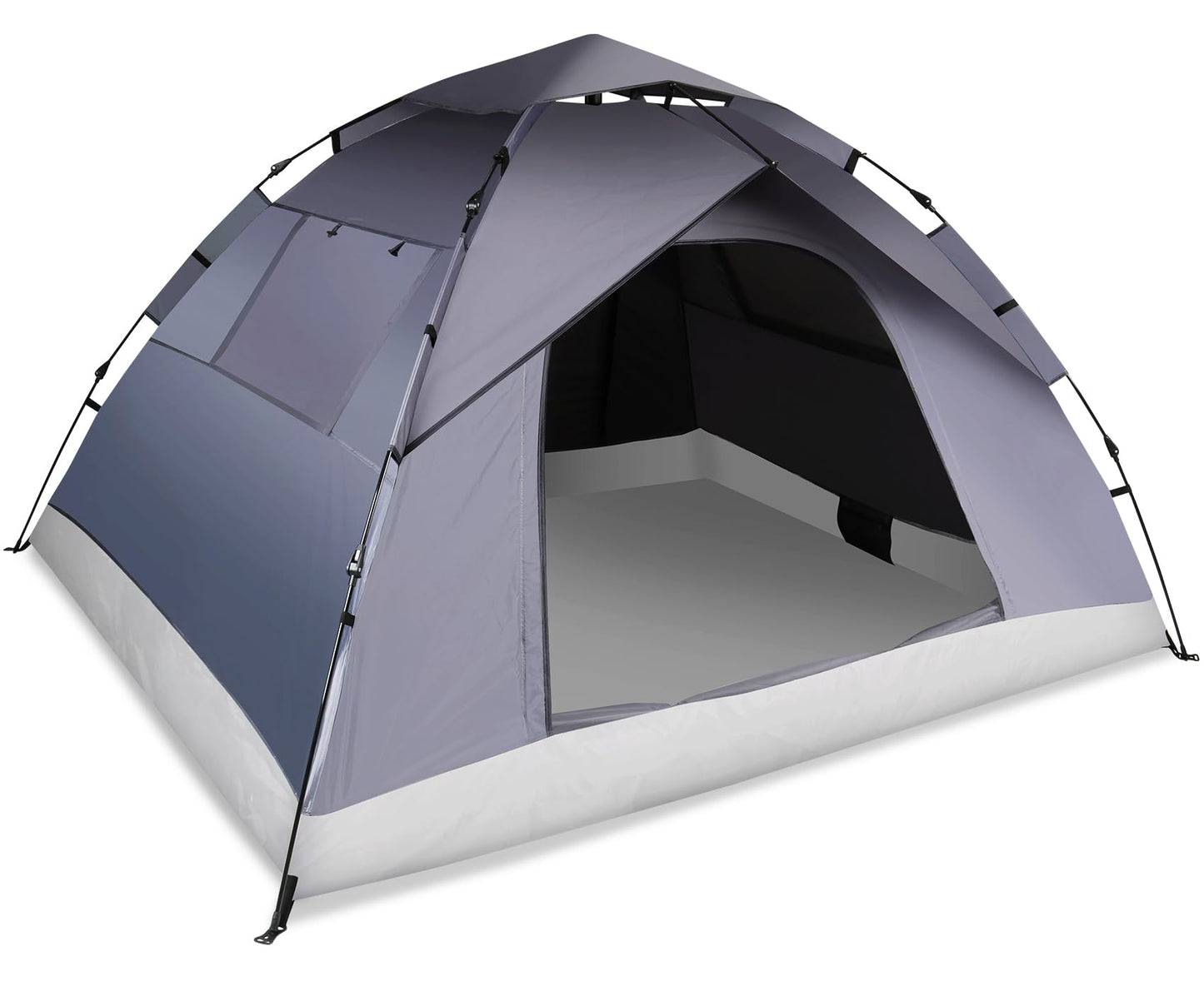 1/2/3/4 Person Pop-Up Camping Tent, Instant Setup Family Tent with Double Layer & Large Mesh Windows, Portable for Hiking, Backpacking & Outdoor Adventures, Waterproof & Windproof