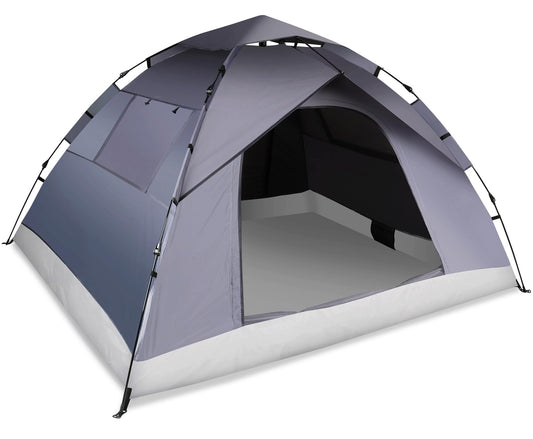 1/2/3/4 Person Pop-Up Camping Tent, Instant Setup Family Tent with Double Layer & Large Mesh Windows, Portable for Hiking, Backpacking & Outdoor Adventures, Waterproof & Windproof