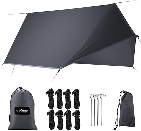 Hammock Tent Rain Fly-Camping Hammock Outdoor Tarp-Small Door Design-Keep Side Wind Rain-Best for Backpacking Hiking Camping Survival