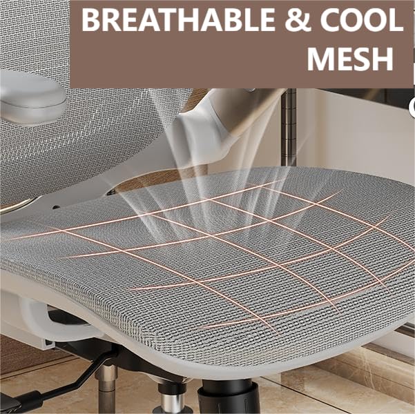 GABRYLLY Ergonomic Office Chair, High Back Home Desk Chair with Headrest, Flip-Up Arms, 90-120° Tilt Lock and Wide Cushion, Big and Tall Mesh Chairs for Man Woman, White Task Chair