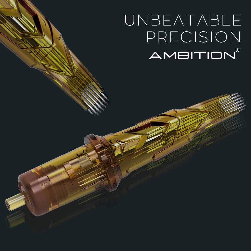 Ambition Glory Tattoo Cartridges #12 Standard RL Needles Disposable 10pcs 0.35mm Round Liner for Rotary Tattoo Machine Supply (10Pcs, Random Size)