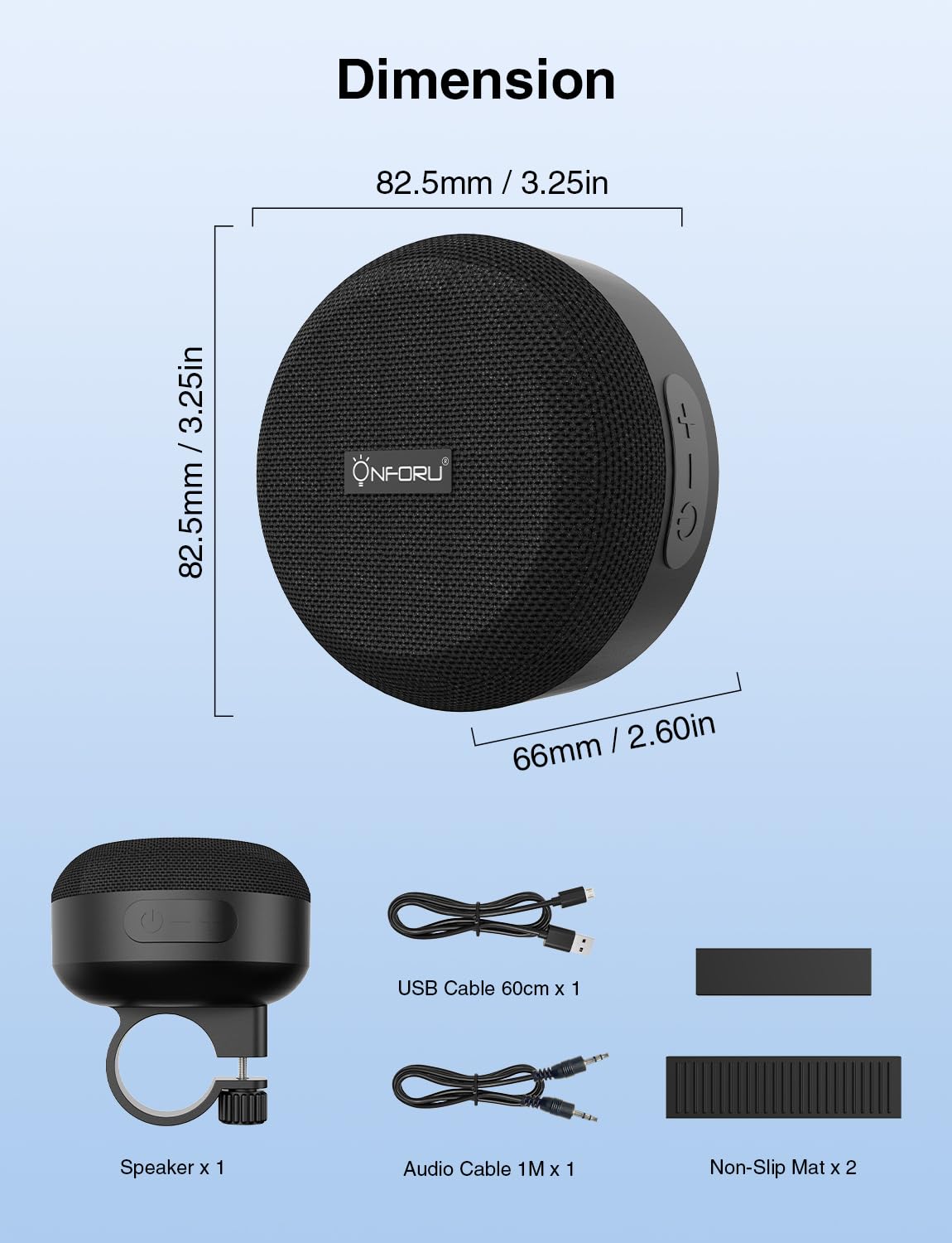Onforu Outdoor Waterproof Bluetooth Bike Speaker, Wireless Portable Mini Travel Bike Speakers, Integrated Design Bicycle Scooter Speaker with Loud Sound for Riding, Sports, Bike Accessories