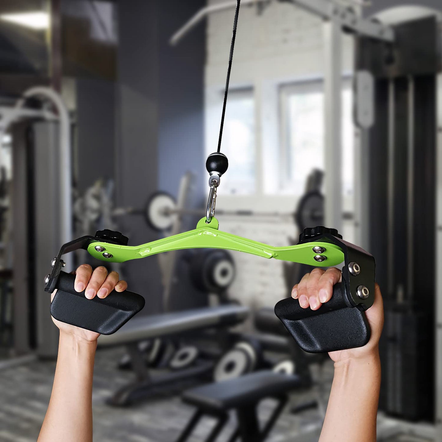 Home Gym Fitness Spreader Bar, Multi-Grip Wide Lat Pull Down Bar, Neutral Grip Handle, Lat Pulldown Attachments Long Bar for Cable Pulley System Machine, T-bar Row Landmine Attachment (SP-02)