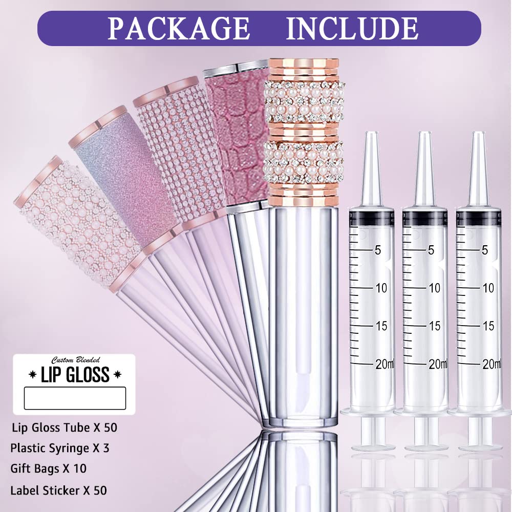 AMORIX 20 Pack Diamond Lip Gloss Tubes + 50 Pack Diamond Lip Gloss Tubes