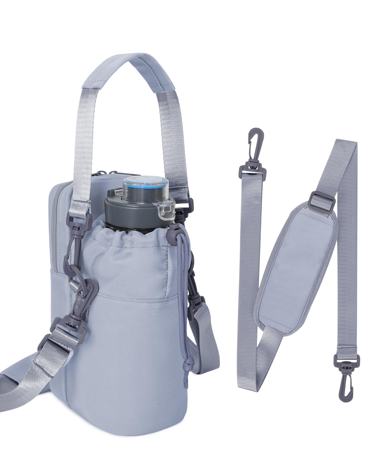 Wandering Nature Water Bottle Holder with Strap 32oz Insulated Water Bottle Carrier Sling Bag with Phone Pocket Water Bottle Pouch for Hiking Walking, Blue (Patent Pending)