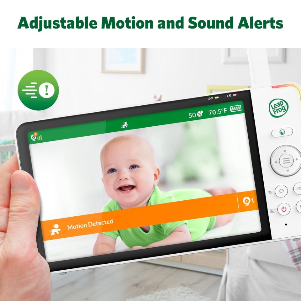 LeapFrog Color Night Vision Video Baby Monitor with 7" HD 720p Display, 360° Pan & Tilt, 8X Zoom, Night Light, Humidity & Temperature Sensor, Up to 1000ft Long Range, Secure Transmission: LF920HD