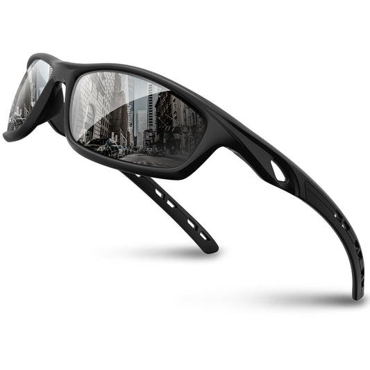 RIVBOS Mens Sunglasses Polarized UV Protection TR90 Unbreakable Frame Sports Driving Fishing Cycling RB833-black&Black