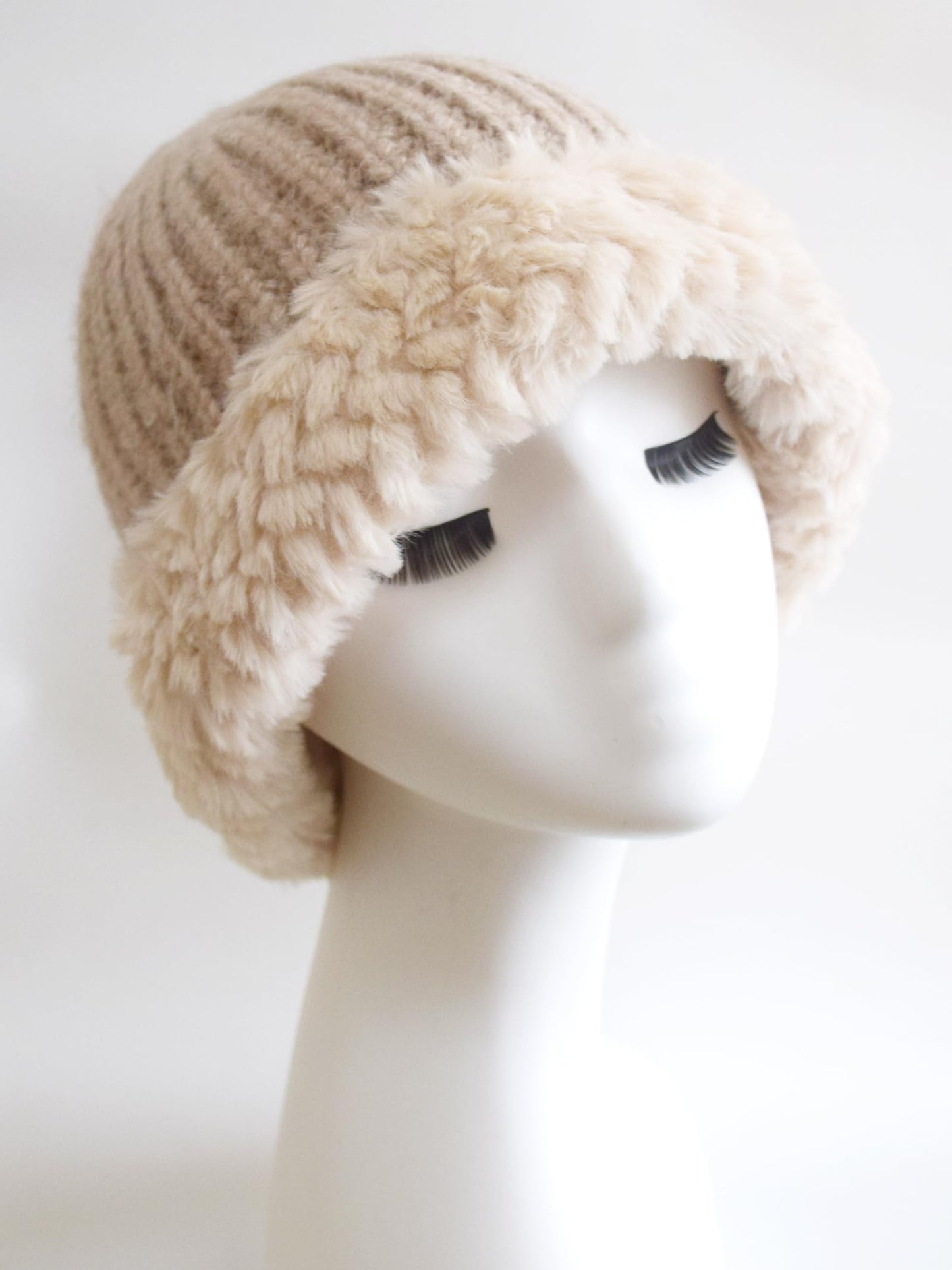 AICHUAN Women Winter Hats with Furry Fluffy Brim Winter Warm Beanie Hat Skullies Beanies Ski Cap for Men Khaki