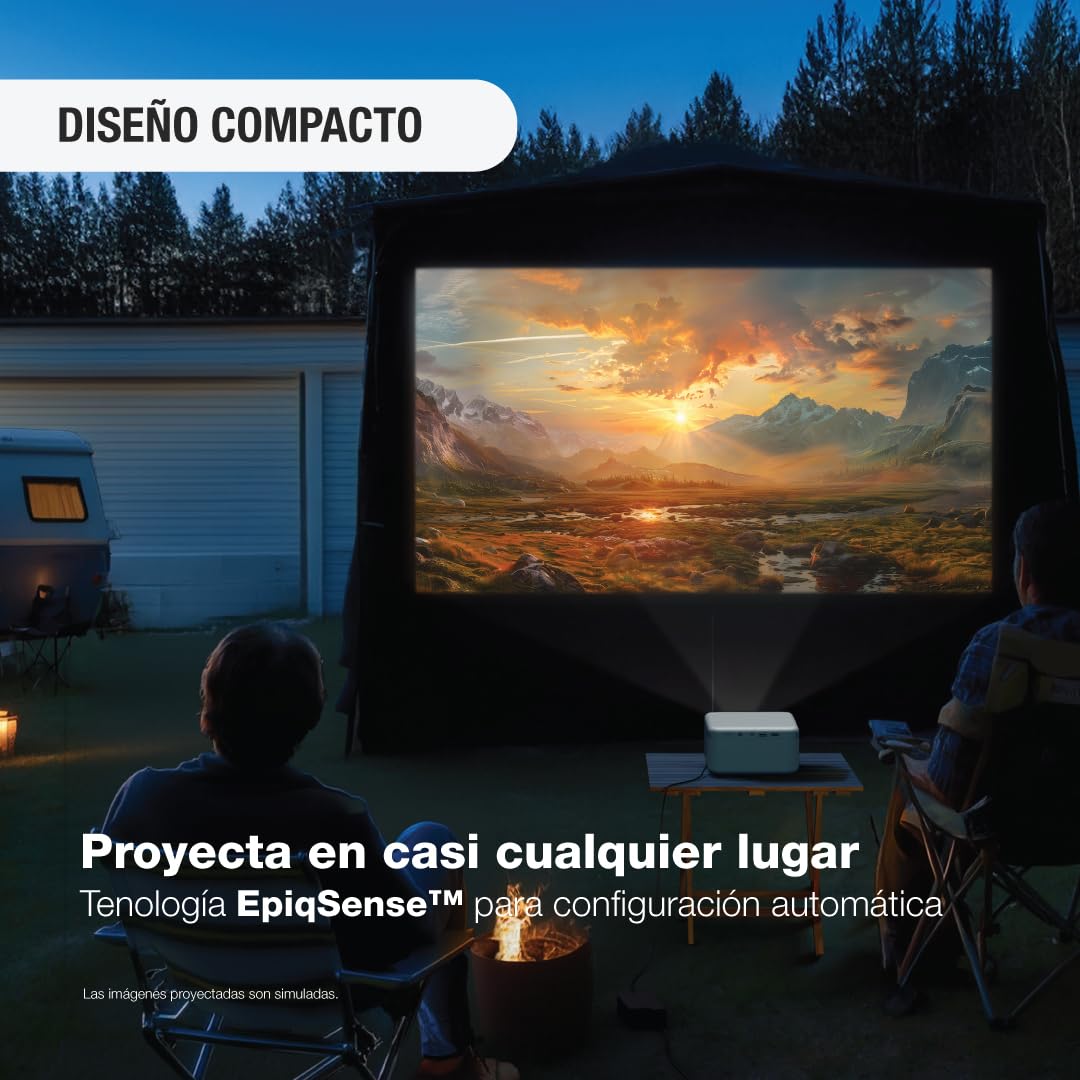 Epson EpiqVision Mini EF21 Portable Smart Laser Projector, Bright 1,000 Lumens, FHD 1080p HDR, 3-Chip 3LCD, Google TV, Netflix, Stereo Speakers, Family Party/Outdoor Backyard/Home Theater - White