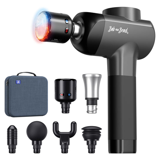BOB AND BRAD X6 Pro Max Massage Gun with Heat-Cold and Metal Head Therapy, Percussion Deep Tissue Massager Gun for Athletes, Electric Muscle Massage Gun with 6 Replacements