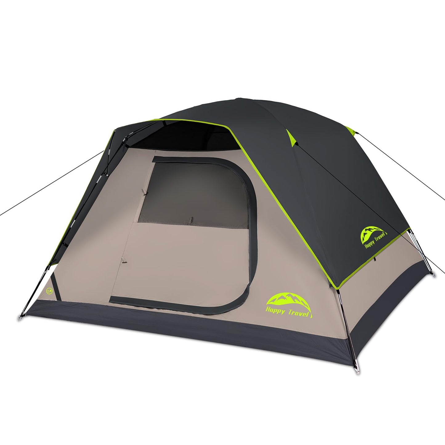 Happy Travel Camping Tent, 4 Person Dome Tents for Camping with Rainfly, Waterproof Clip Easy Setup Portable Family Tent with Mesh Windows, 20% More Headroom Backpacking Tents for Camping & Hiking