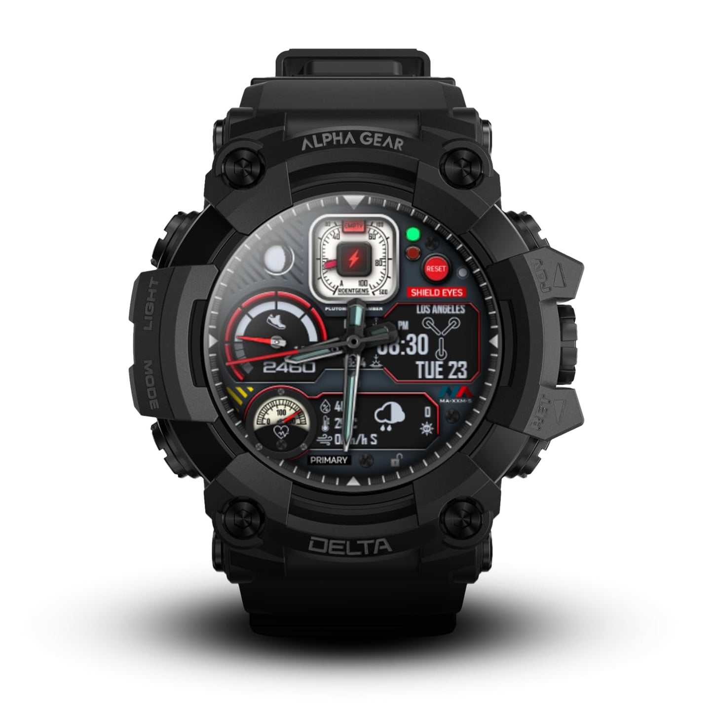 ALPHAGEAR Delta Smartwatch for Men, Military Smart Watch, Sports Fitness Tracker Watch with 1.45" HD Screen, 14 Days Battery, for iPhone Android Phone (2xScreen Protector Included) (Coal Black)
