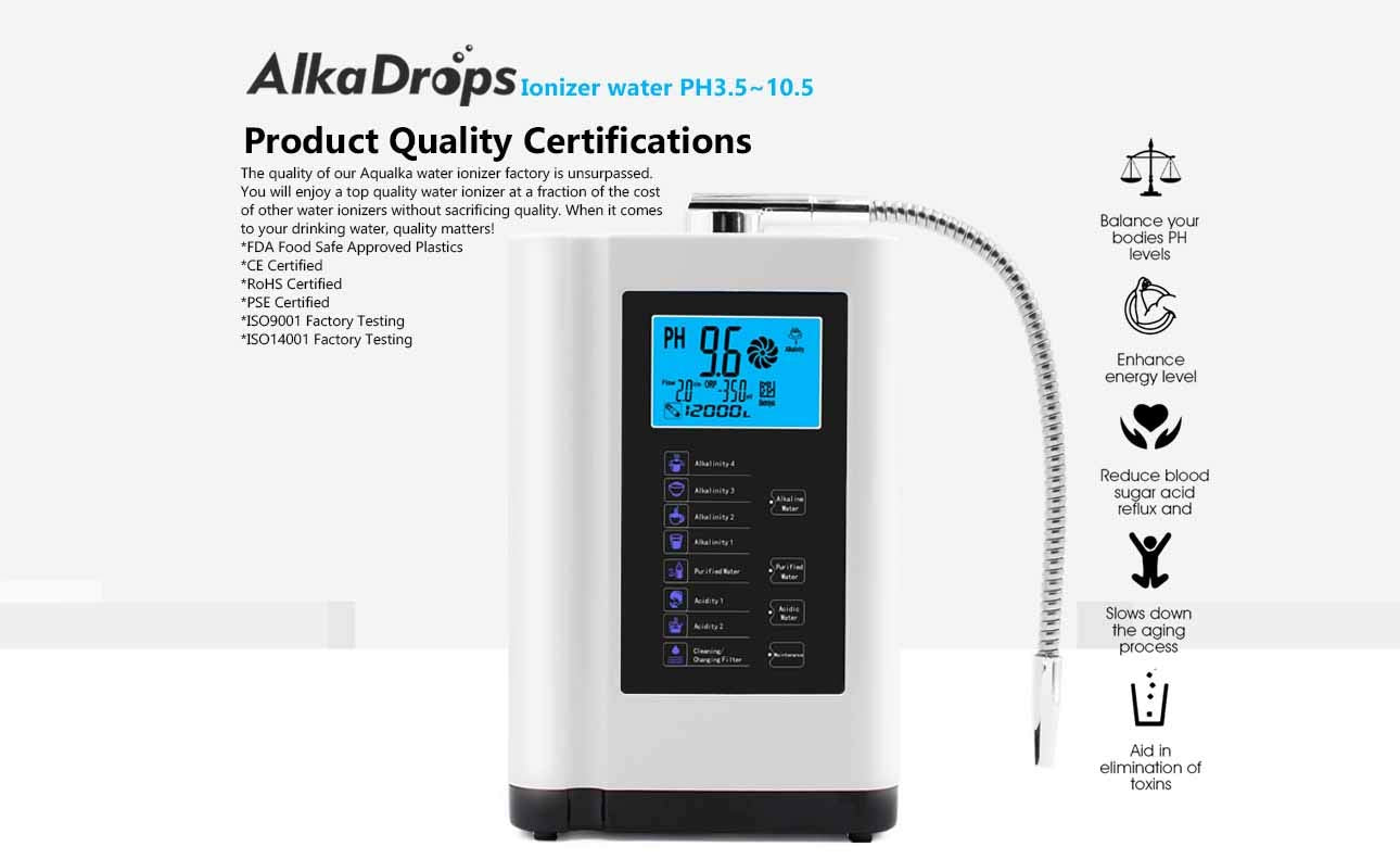 AlkaDrops Water Ionizer, Water Purifier Machine PH 3.5-10.5 Alkaline Acid Water Machine,Up to -500mV ORP, 8000 Liters Per Filter,7 Water Settings,Auto-Cleaning,Intelligent Voice