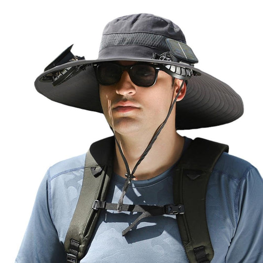 Solar Fan Hat Wide Brim for Outdoor Fishing,Sun Hat for Men with 2 Solar Fans,Fishing Hats,Sunscreen Sun Hat with Fan (US, Alpha, X-Large, XX-Large, A)