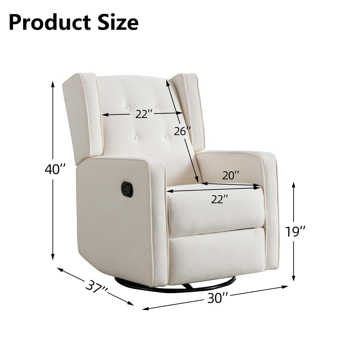Swivel Rocker Recliner Chair, Nursery Glider Chair, Nursery Rocking Chairs, Manual Reclining Chair, White