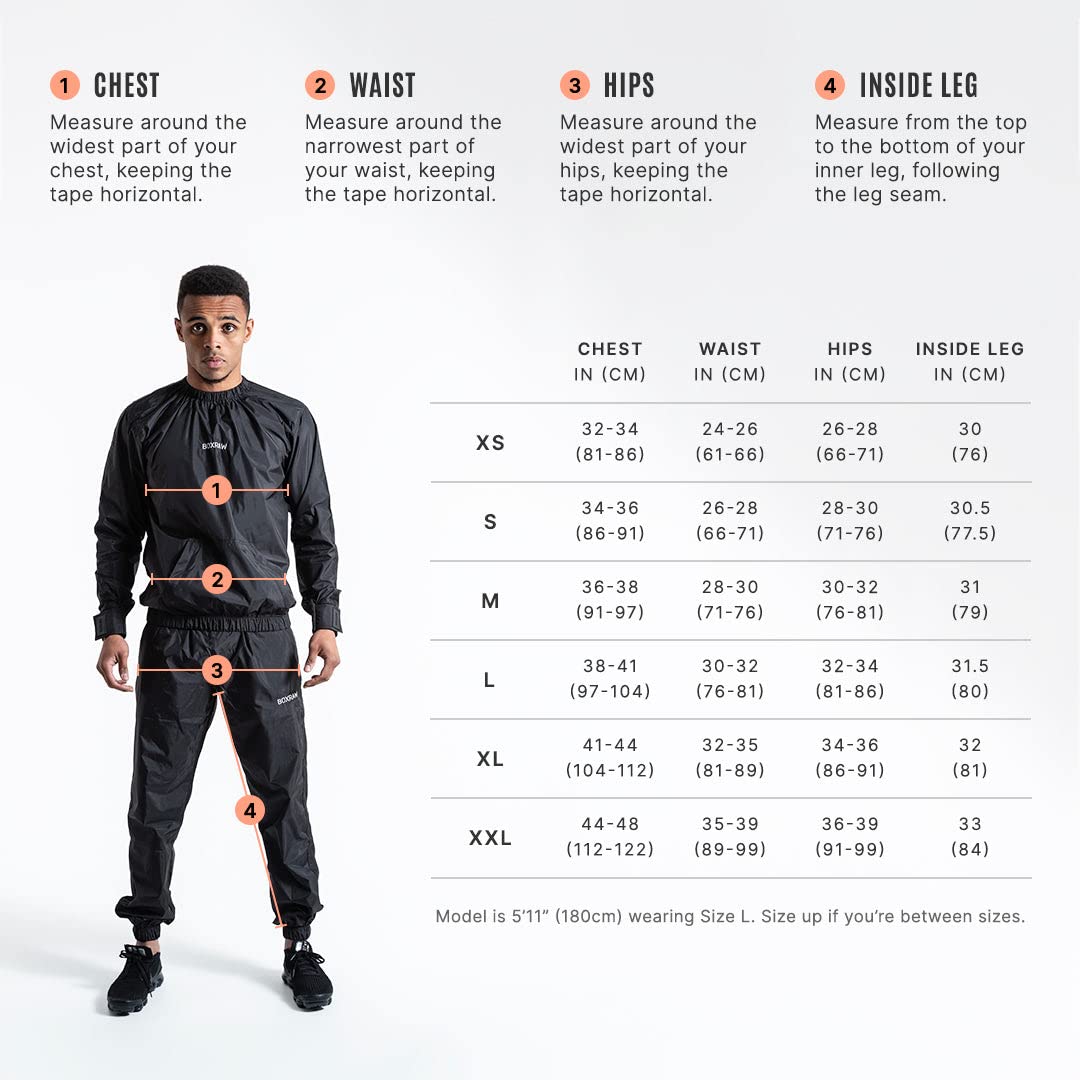 BOXRAW Hagler Professional Sauna Suit 1.0 Top & Bottoms Non Rip Weight Loss Sweat Suit Boxing MMA Training Gym (Black - L)