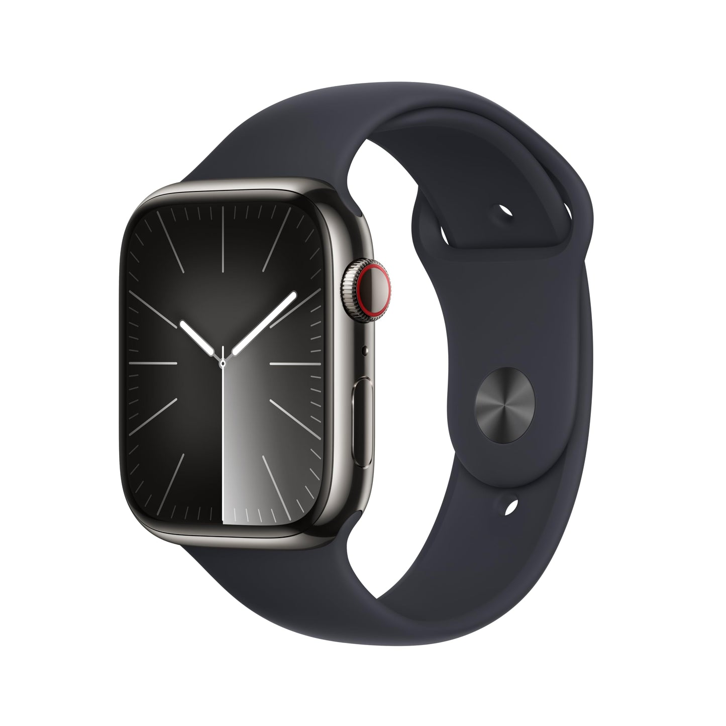 Apple Watch Series 9 [GPS + Cellular, 45mm] - Graphite Stainless Steel Case with Midnight Sport Band, S/M (Renewed Premium)