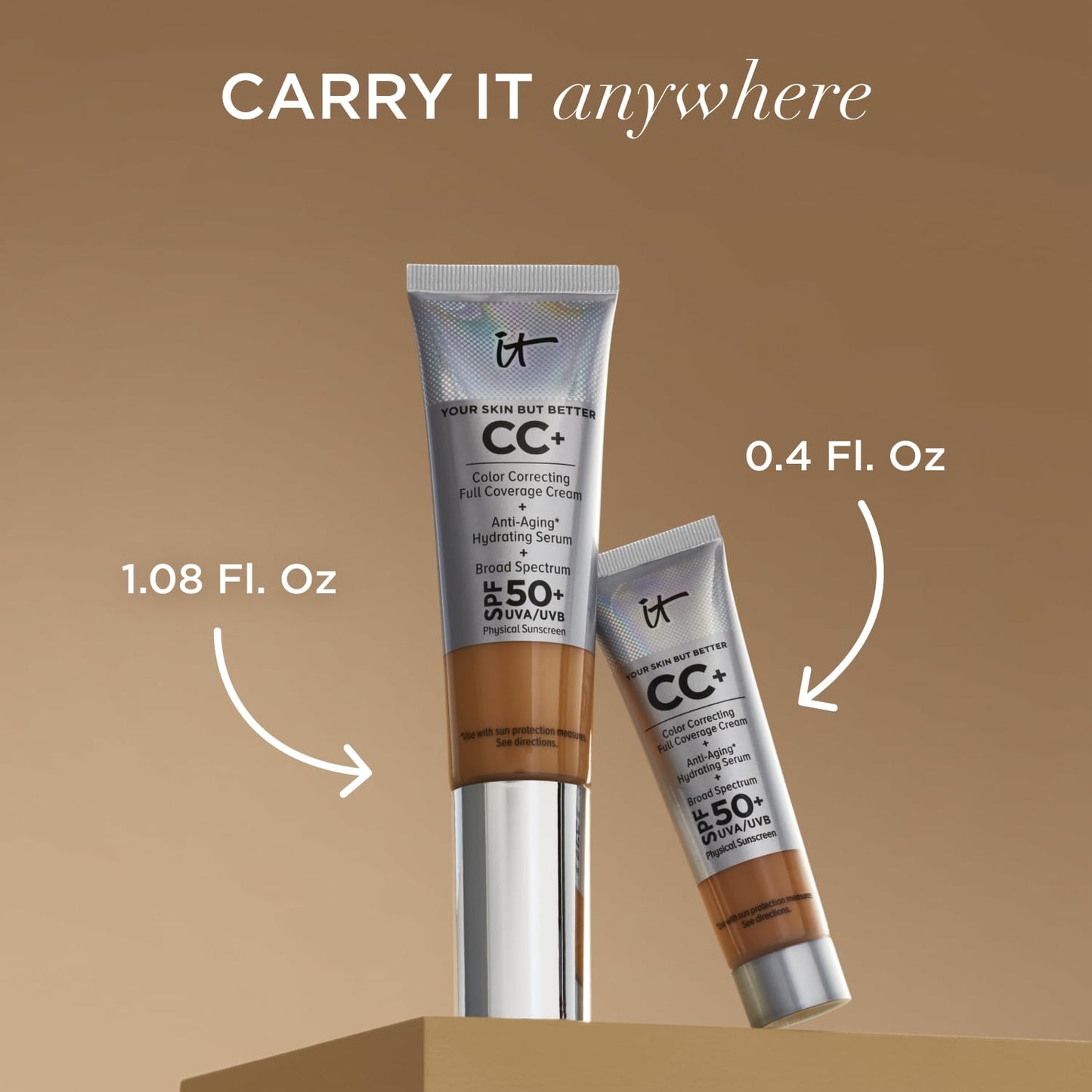 IT Cosmetics Your Skin But Better CC+ Cream, Neutral Medium - Color Correcting Cream, Full-Coverage Foundation, Hydrating Serum & SPF 50+ Sunscreen - Natural Finish - 1.08 fl oz