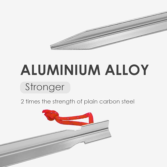 Gold Armour Tent Stakes - 12 Pack Heavy Duty, Lightweight, Camping Stakes Pegs for Outdoor Tent and Tarp, Essential Camping Gear Equipment Accessories (Silver)