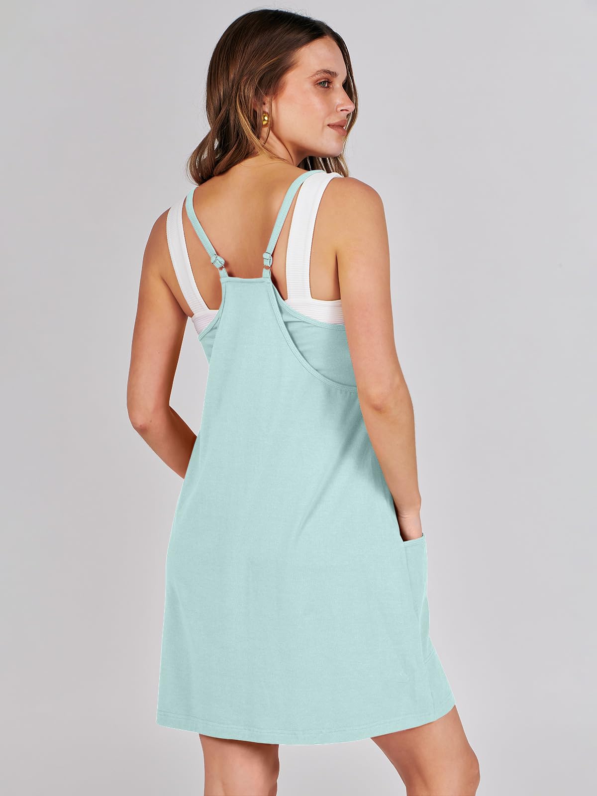 ANRABESS Women Summer Mini Romper Dress Workout Tennis Active Sports Athleisure Outfits built in Shorts Trendy Vacation Mint Green Small