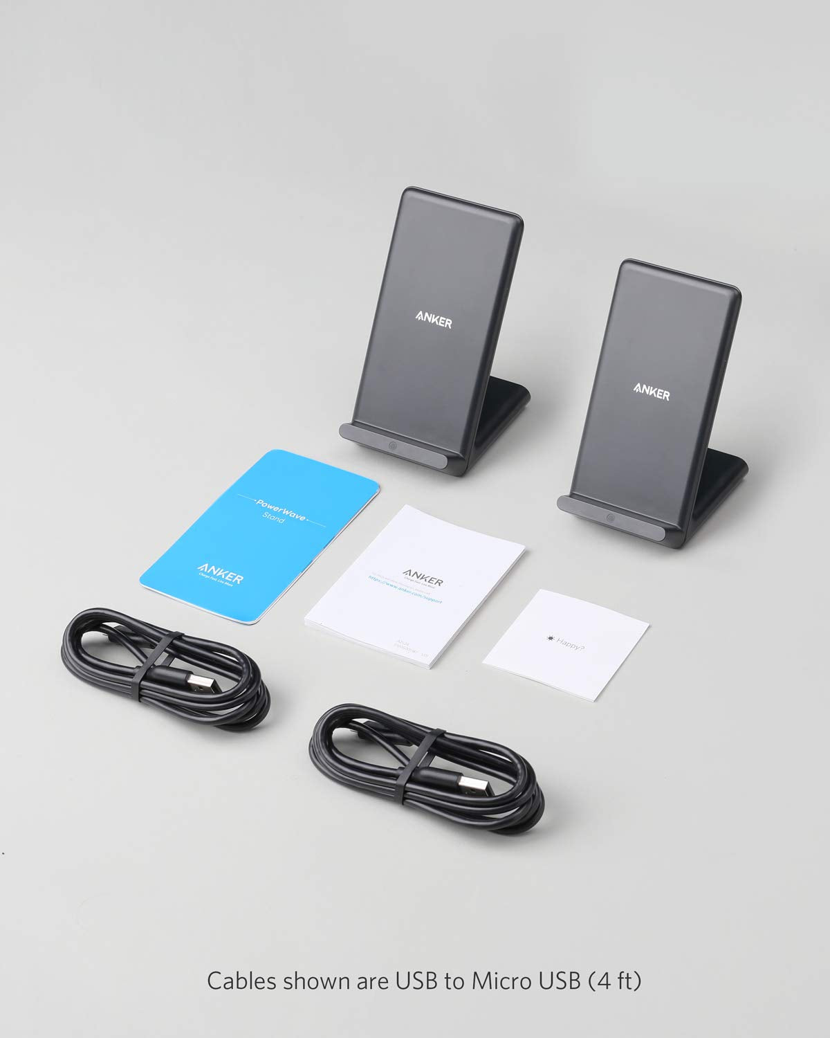 Anker 2 Pack 313 Wireless Charger (Stand), Qi-Certified for iPhone 16/16 Pro/16 Pro Max/15/14/13, 10W Fast-Charging Galaxy S23 S22 S21(No AC Adapter)
