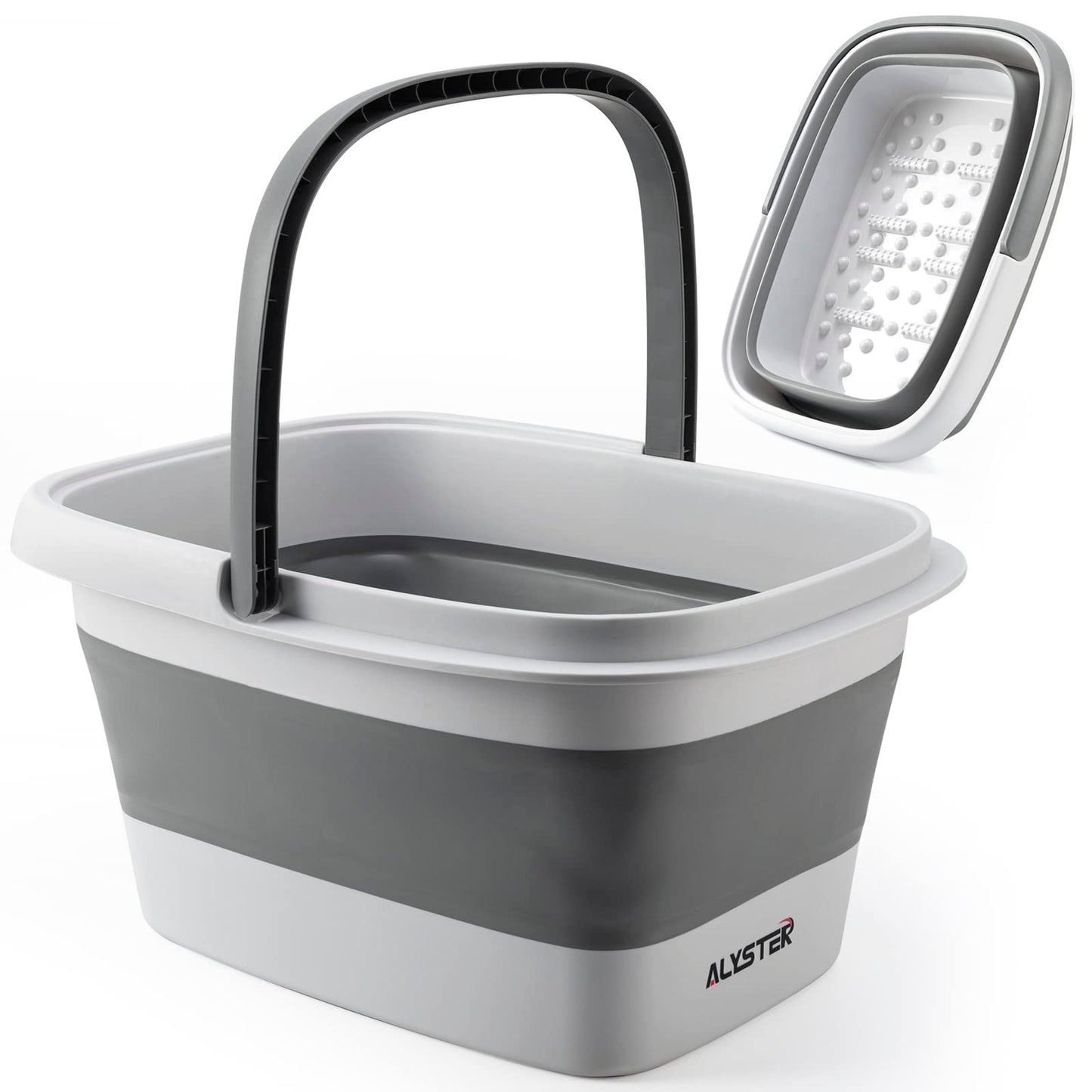 ALYSTER Collapsible Foot Bath with Handle - 15L/4 Gallons Massager Foot Soak Tub for Dry Cracked Feet, Pedicure Treatment