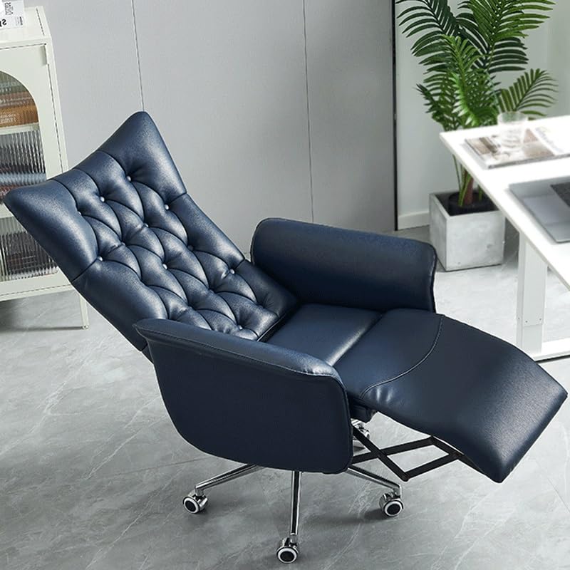 HIONJIN Office Chair Leather Home Desk 360° Rotating Office Chair