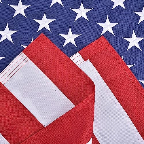 American Flag Pole Sleeve Banner Style 3x5 Ft USA US Flag Embroidered Stars Heavy Duty Durable For Outdoor Outside((No Grommets))
