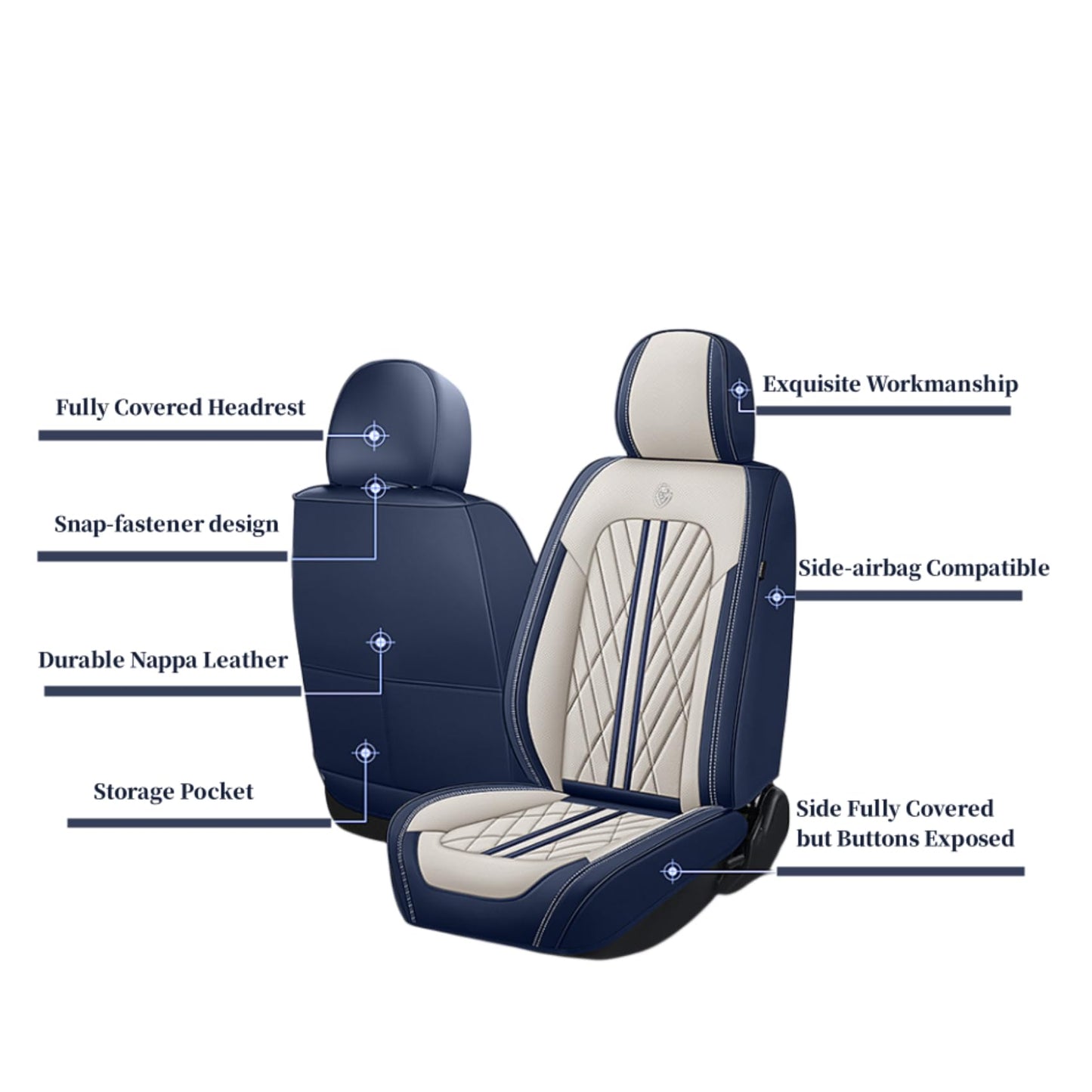 ANKIV Universal Fit Waterproof Breathable Nappa Leather Automotive Vehicle Car Seat Covers Set Cushion Protector for Sedan SUV