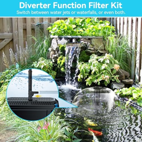 Antfraer Pond Filter with Pump Kits, Pond Filters for Outdoor Ponds Built In 660GPH Pond Pump, Pond Filter Box Suitable for Garden, Fountain, Pond, Animal Sink, Waterfall, Aquarium-Corded Electric