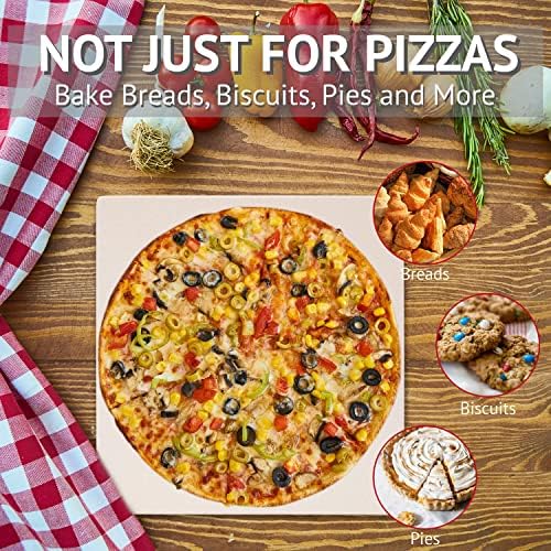 10”x10.4”x0.5” Pizza Stone for Toaster Oven | Rectangular Cordierite Grilling Stone Bread Baking Stone for Grill, Oven