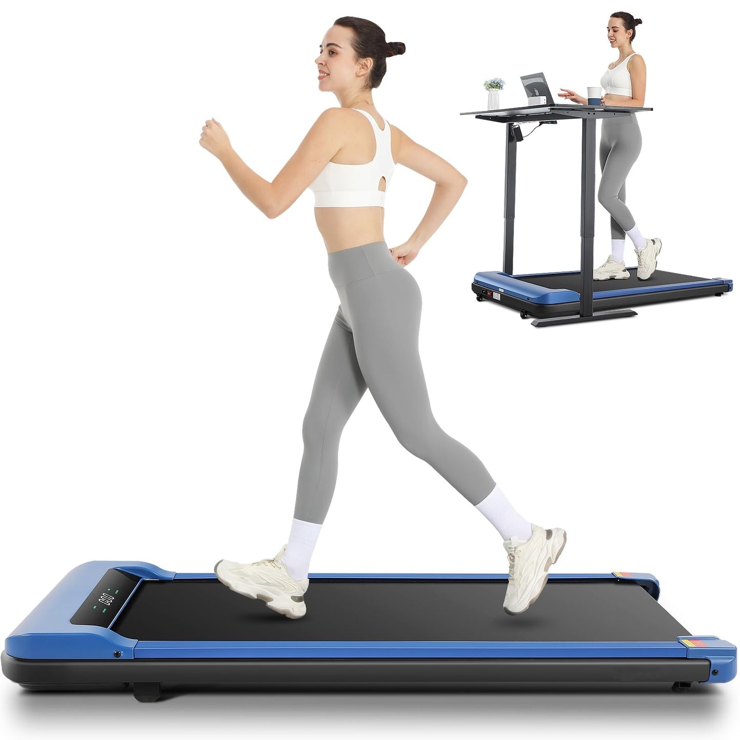 Ancheer Walking Pad, Max 300 Lbs Capacity, Under Desk Treadmills for Home Office, 2.5 HP Quiet Portable Walking Treadmill with LED Screen/Remote Control Black
