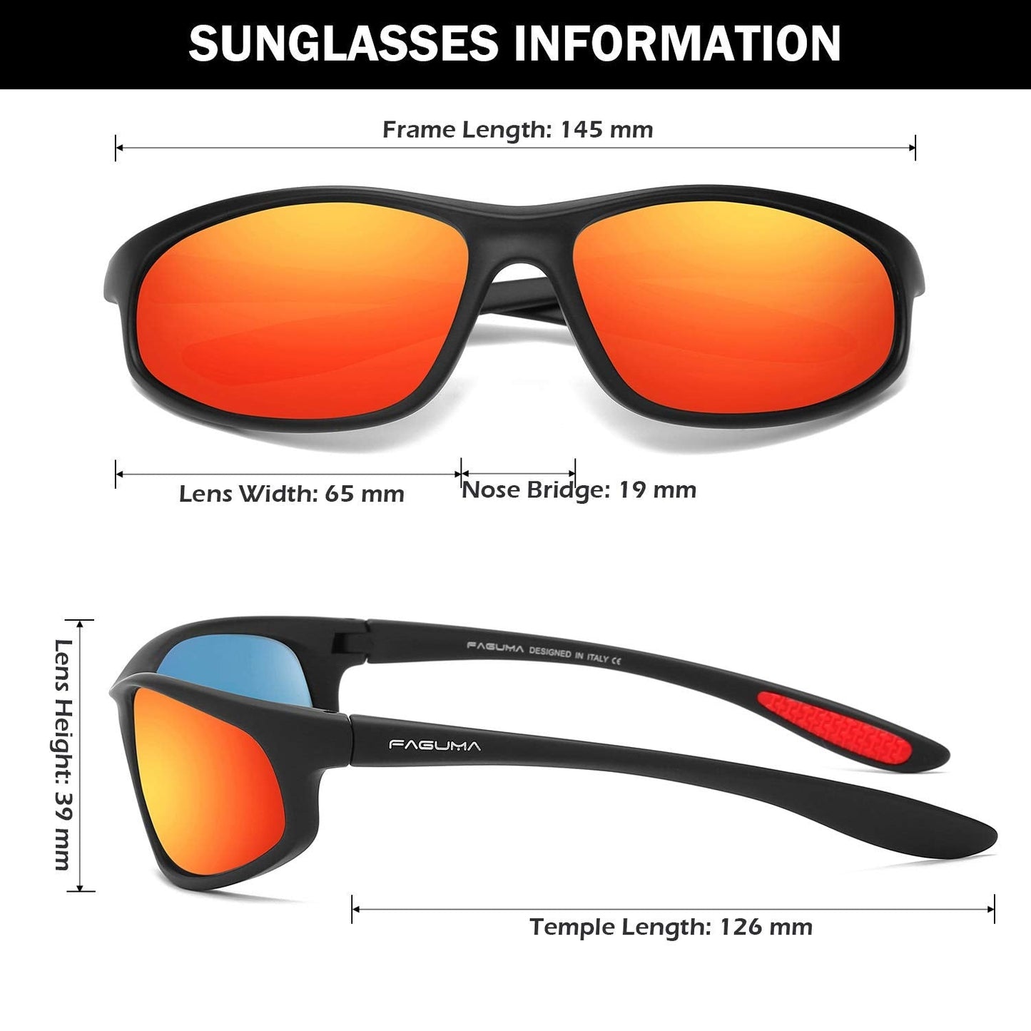 FAGUMA Polarized Sports Sunglasses For Men Cycling Driving Fishing 100% UV Protection