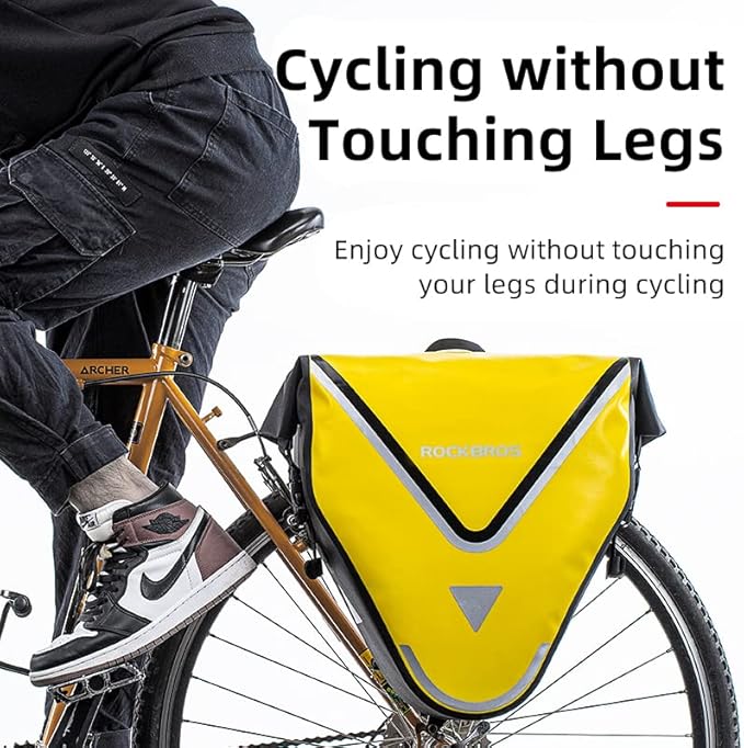 ROCKBROS Bike Pannier Waterproof 27L Large Capacity Bike Bag Rear Rack Bicycle Pannier Bag Waterproof for Grocery Touring Cycling Triangle Yellow*1