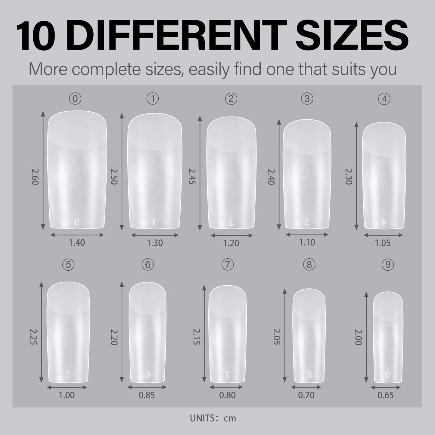 AILLSA Medium Square Nail Tips - Upgraded Matte Gel Full Cover Nails Tips No Filed, 240Pcs Pre-shaped Gelly Tips Acrylic Clear Fake Press On Soft Nail Tip for Soak Off Nail Extension 10 Sizes